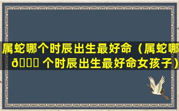 属蛇哪个时辰出生最好命（属蛇哪 🐎 个时辰出生最好命女孩子）